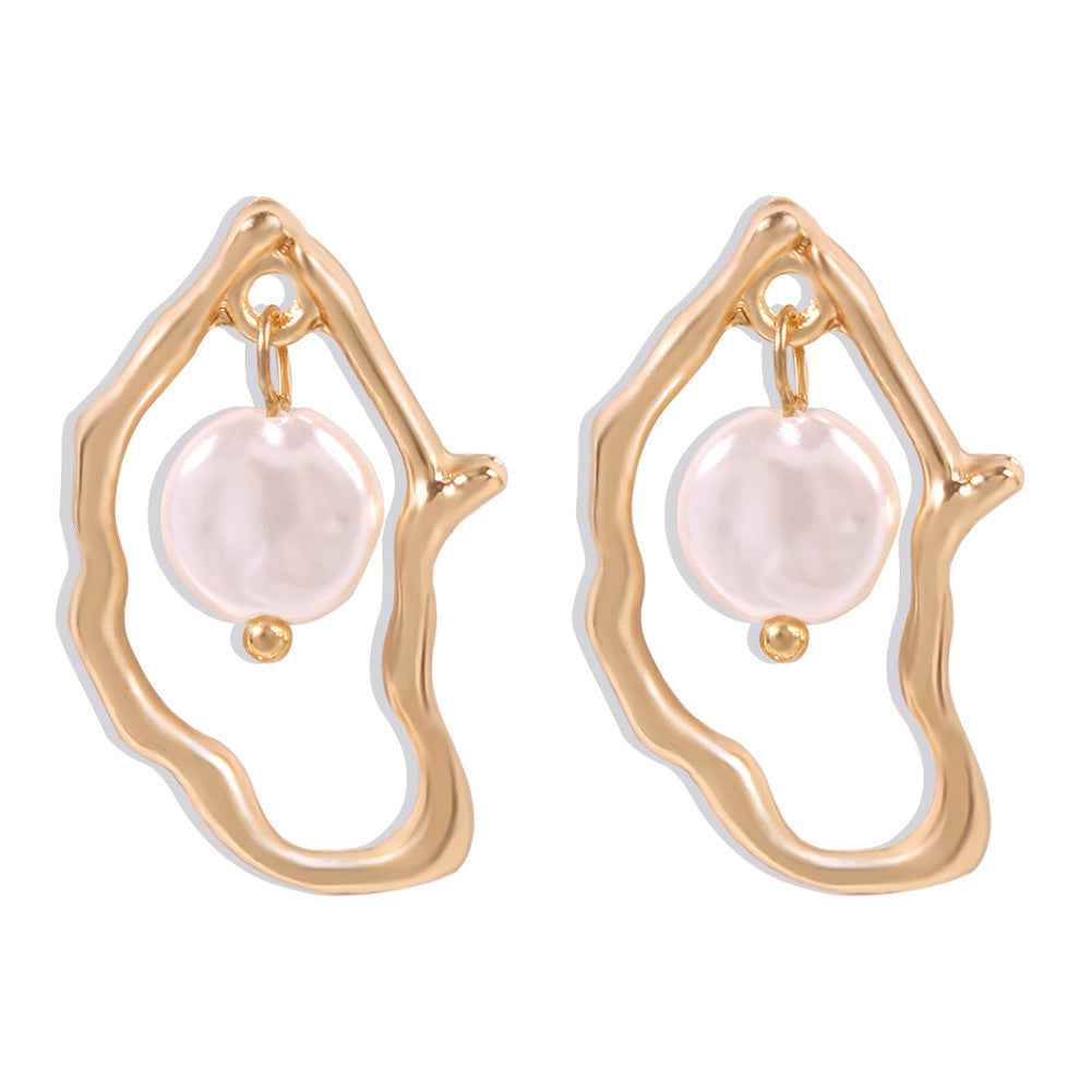 Irregular Pearl Earrings For Women Alloy Imitation Pearl