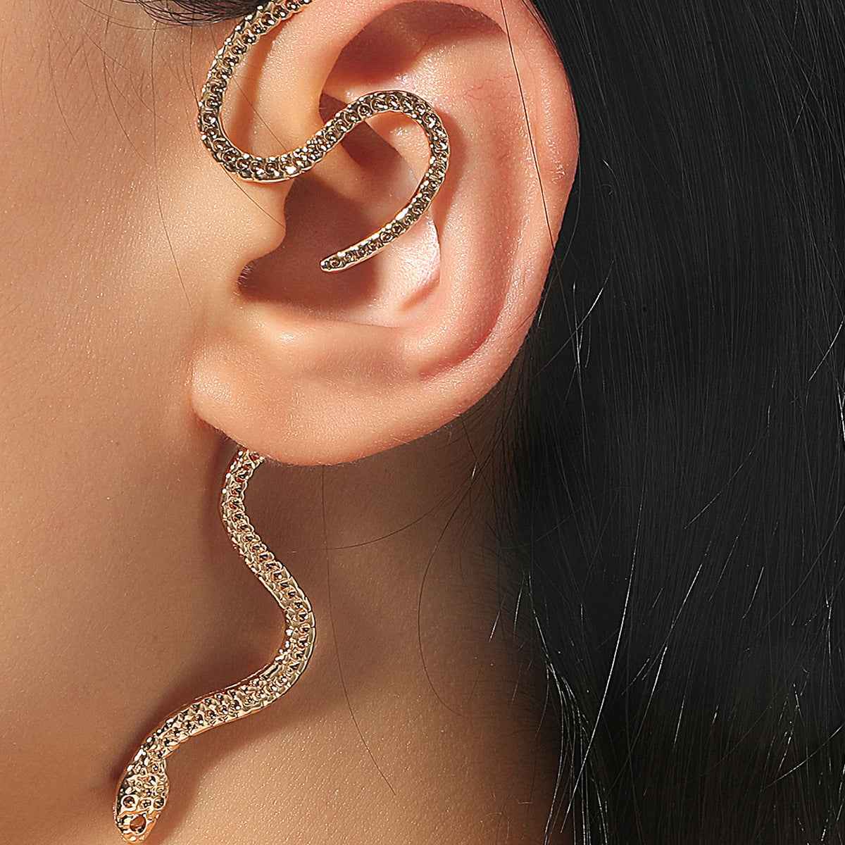 Non Hole Ear Clip Snake Shaped Zircon Earrings For Women