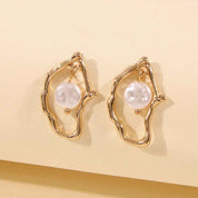 Irregular Pearl Earrings For Women Alloy Imitation Pearl