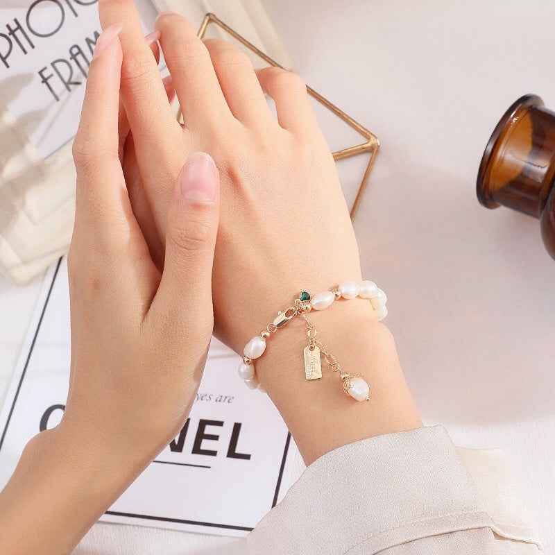 Natural Zircon Pearl Bracelet For Women Floral Luxury
