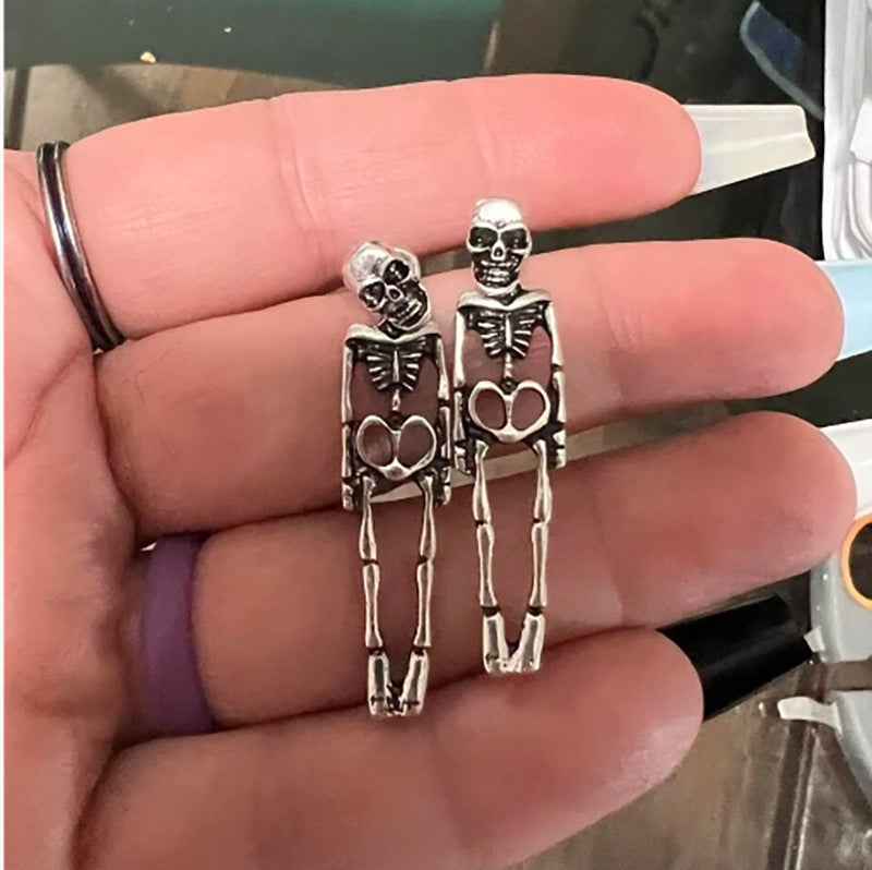Skeleton Skull Stud Earrings Women Detachable Halloween