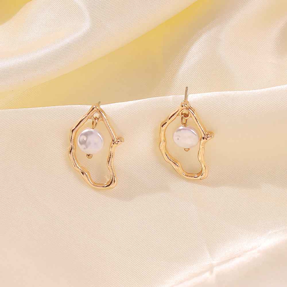 Irregular Pearl Earrings For Women Alloy Imitation Pearl