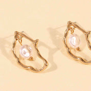 Irregular Pearl Earrings For Women Alloy Imitation Pearl