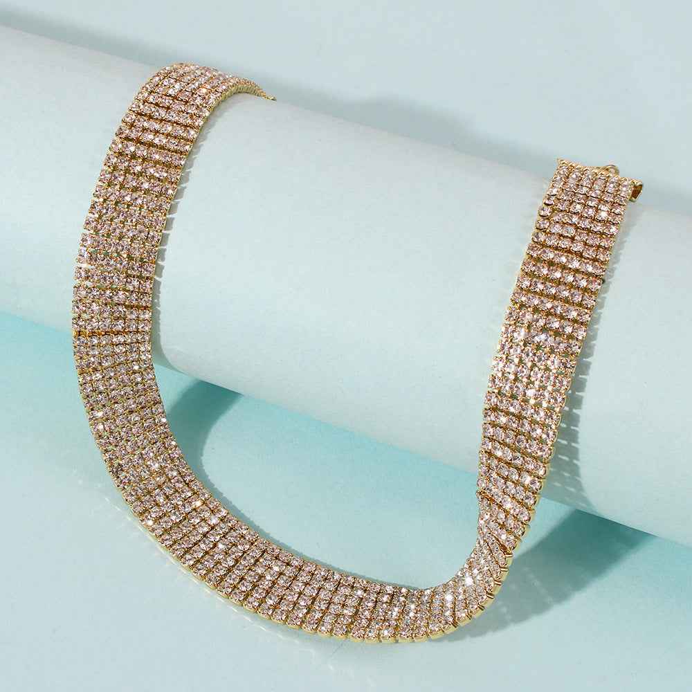 Rhinestone Alloy Necklace For Women Trendy Glam Chic
