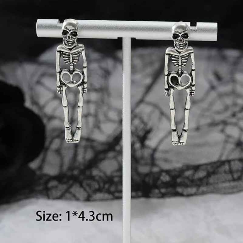 Skeleton Skull Stud Earrings Women Detachable Halloween