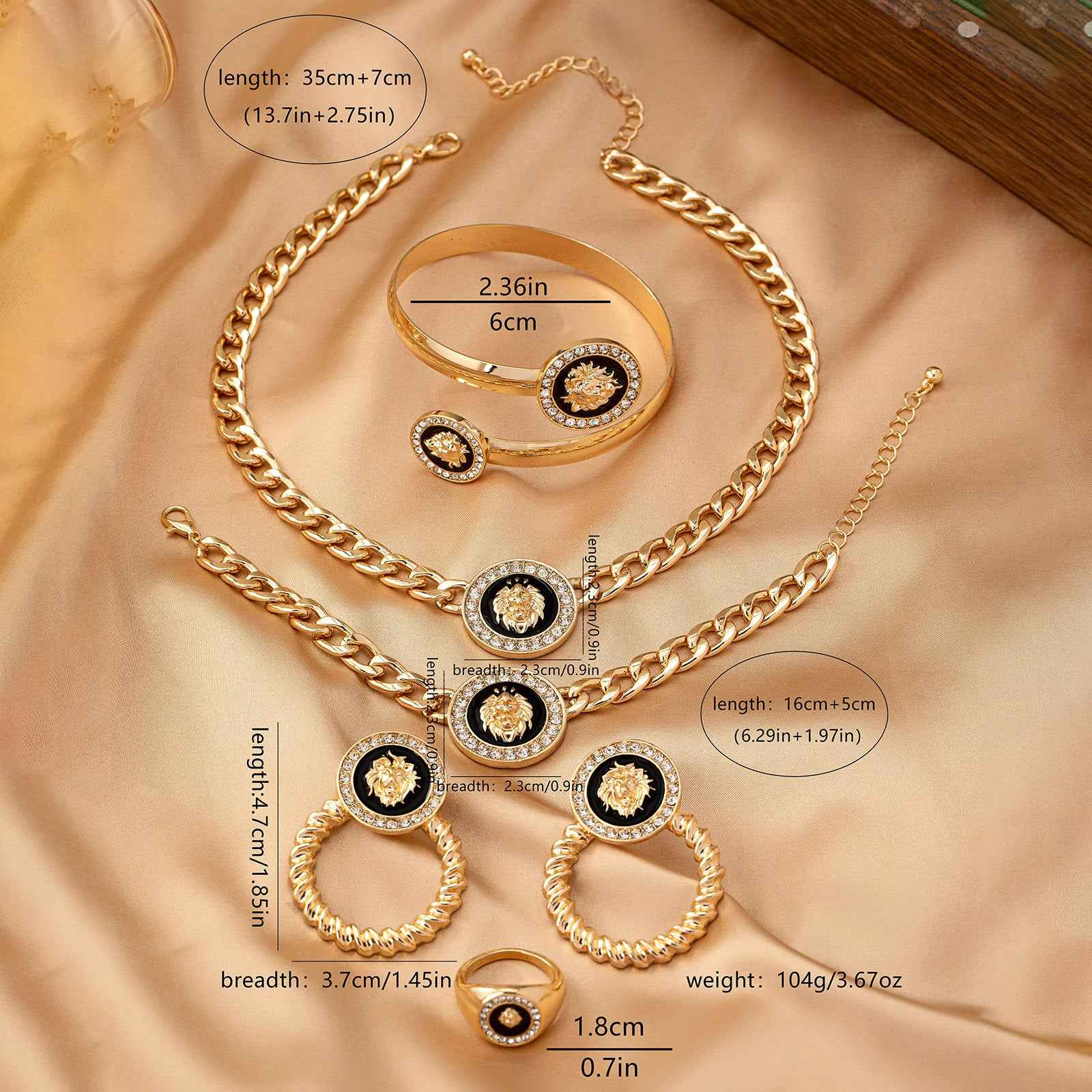 Lion Head Ornament for Women Alloy Electroplated Jewelry