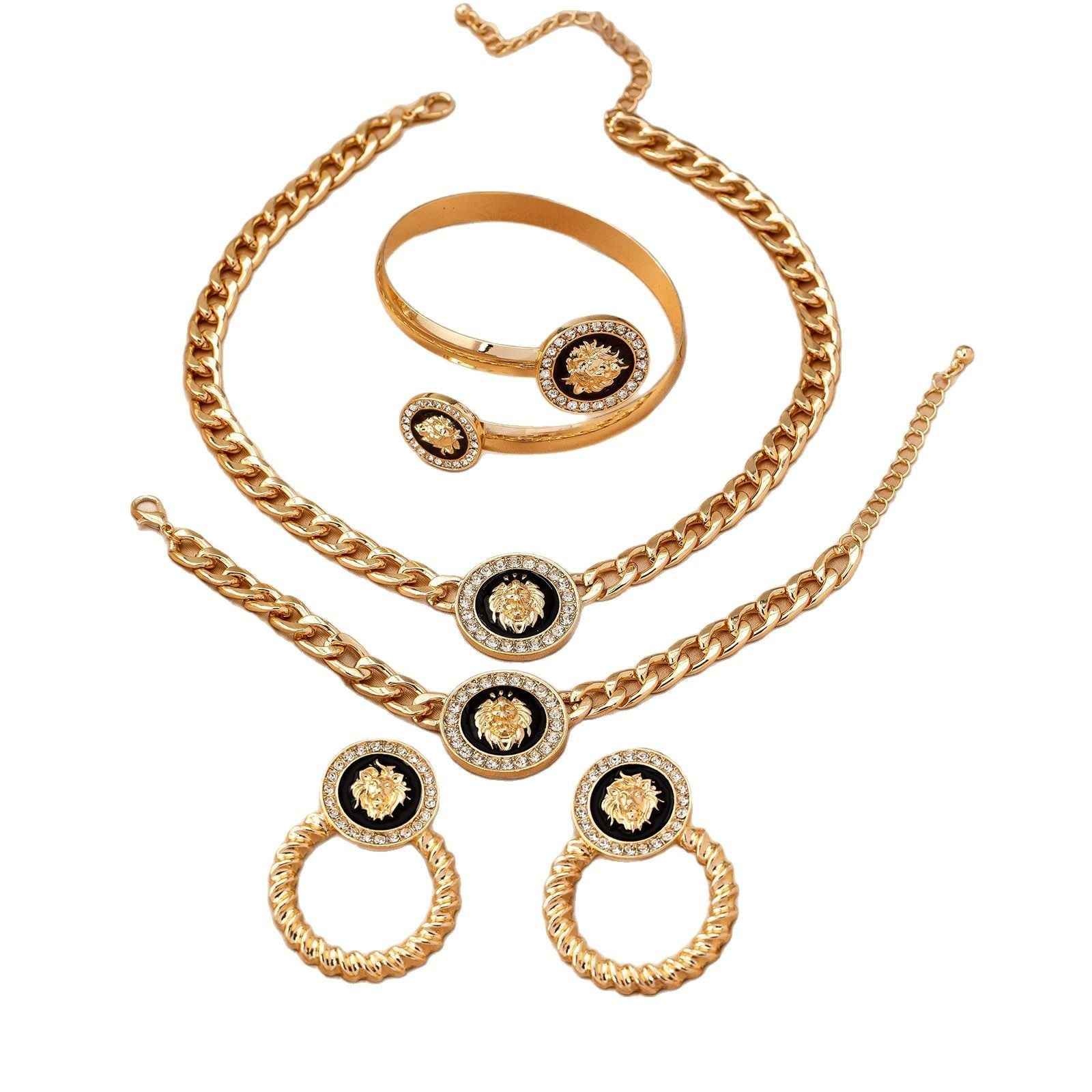 Lion Head Ornament for Women Alloy Electroplated Jewelry