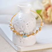 Pearl Bracelet For Women Gold Plated Braided Vintage Cuff