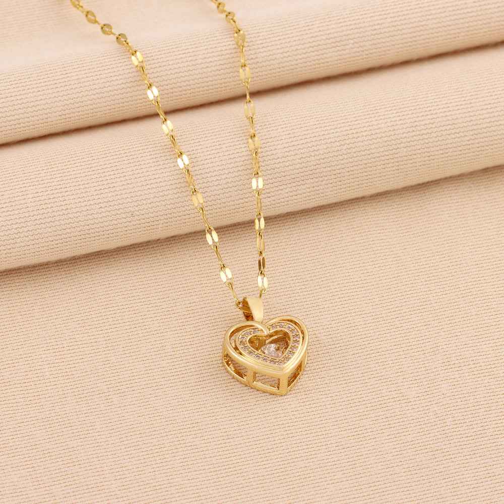 Double-Layer Love Necklace for Women - Elegant Heart Pendant Jewelry