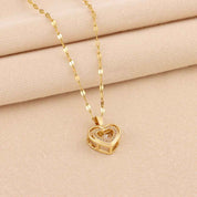 Double-Layer Love Necklace for Women - Elegant Heart Pendant Jewelry
