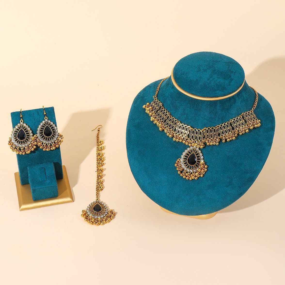 Pearl Pendant Tassel Three Piece Retro Set For Women