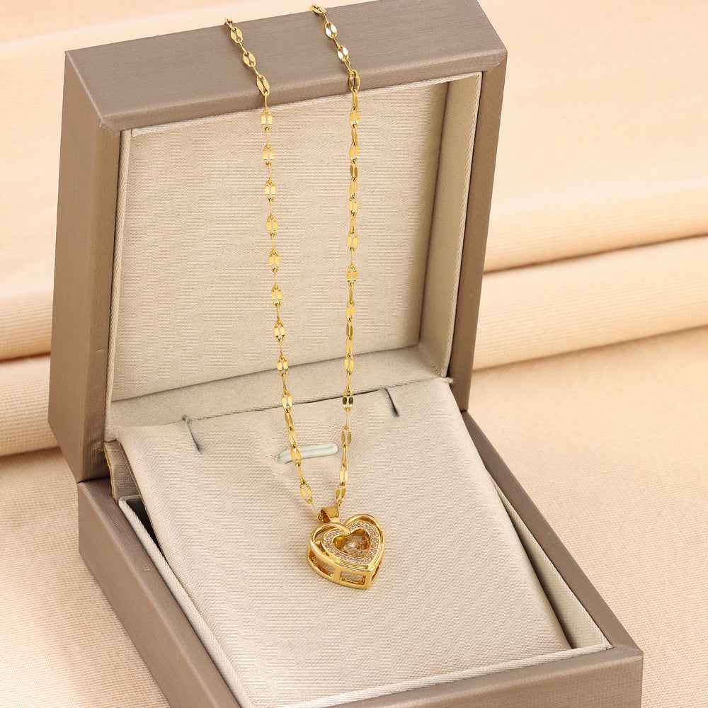 Double-Layer Love Necklace for Women - Elegant Heart Pendant Jewelry