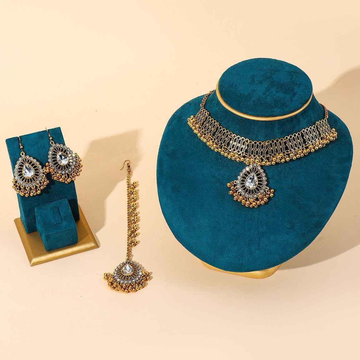 Pearl Pendant Tassel Three Piece Retro Set For Women