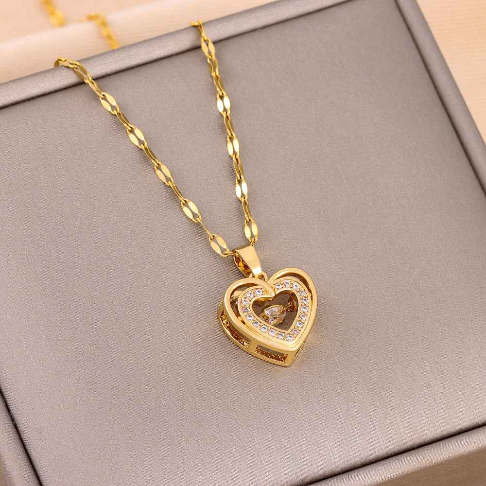 Double-Layer Love Necklace for Women - Elegant Heart Pendant Jewelry