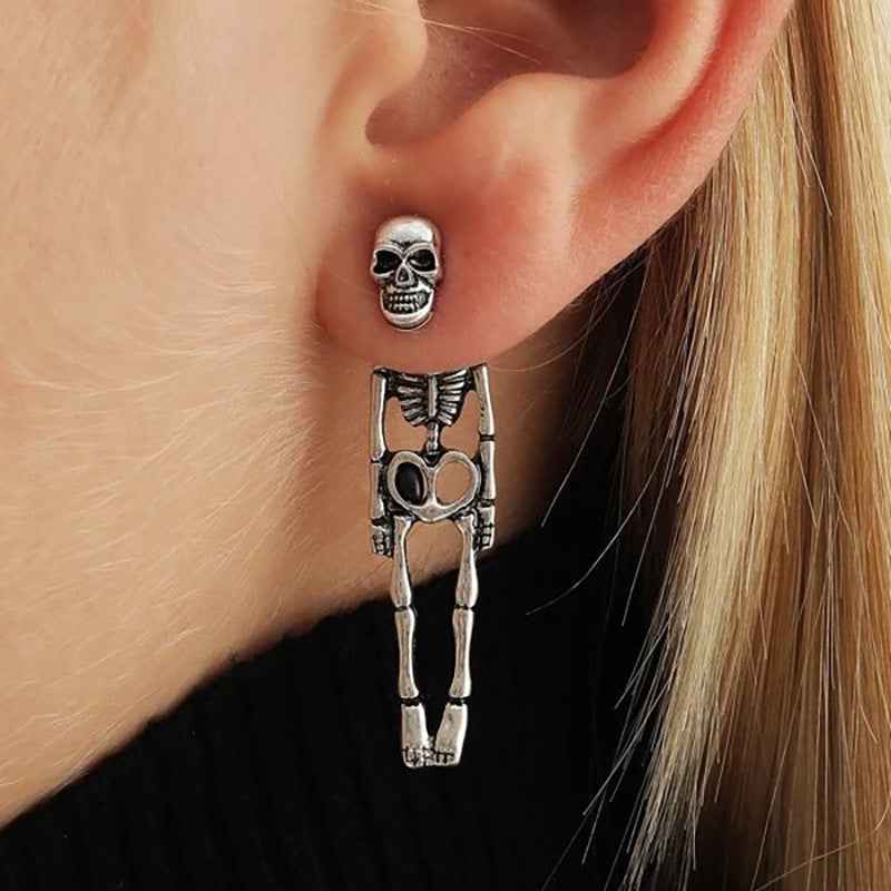 Skeleton Skull Stud Earrings Women Detachable Halloween