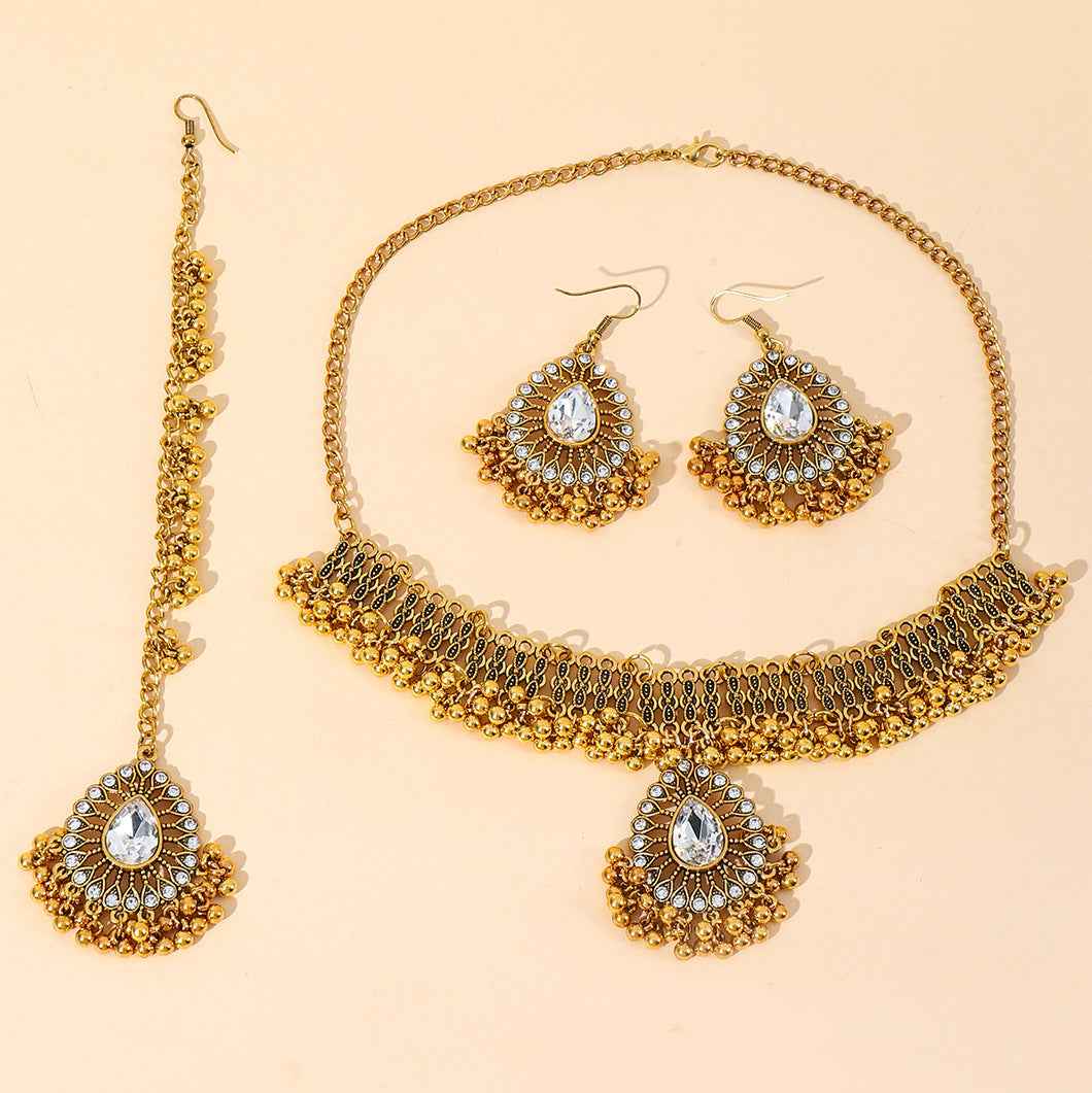 Pearl Pendant Tassel Three Piece Retro Set For Women