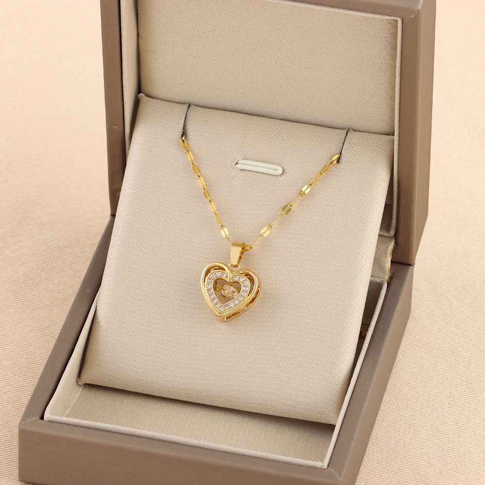 Double-Layer Love Necklace for Women - Elegant Heart Pendant Jewelry