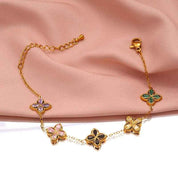 8K Gold-Plated Lucky Clover Bracelet for Women