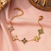 8K Gold-Plated Lucky Clover Bracelet for Women