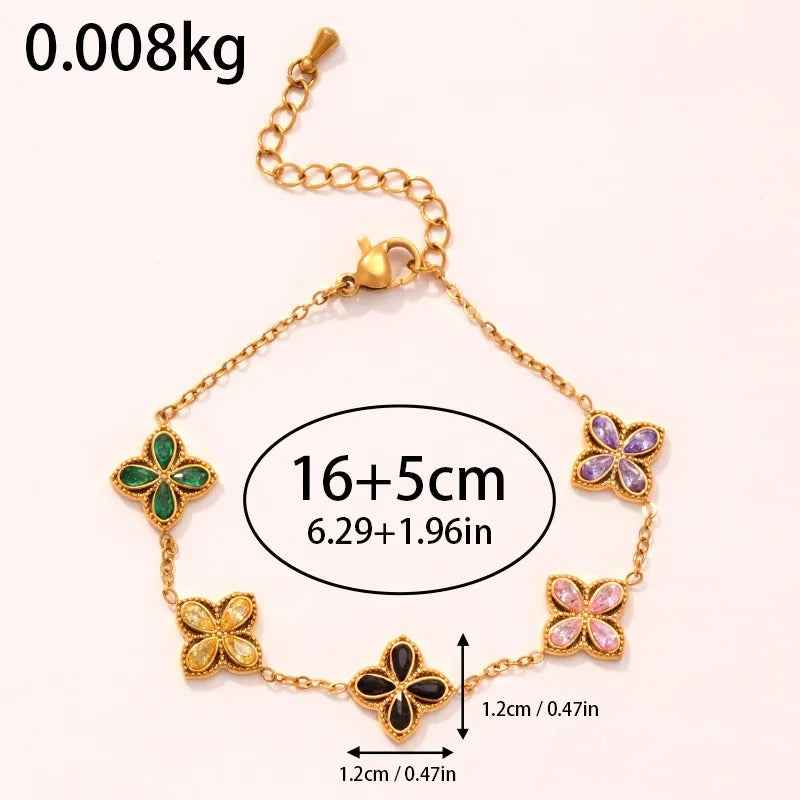 8K Gold-Plated Lucky Clover Bracelet for Women